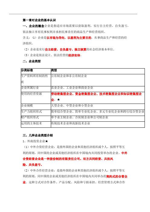 00144《企业管理概论》期末考试重点、考点总结