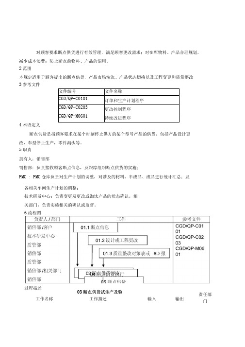 GWC断点供货管理规定