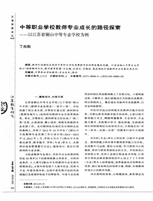 中等职业学校教师专业成长的路径探索——以江苏省铜山中等专业学校为例