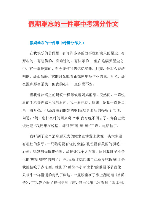 假期难忘的一件事中考满分作文