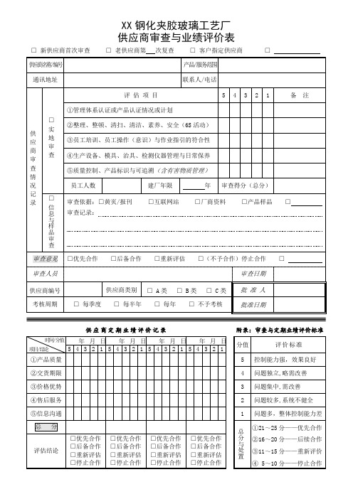 供应商审查与业绩评价表