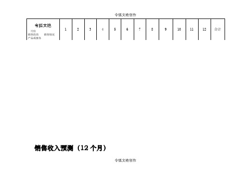 销售收入预测(12个月)、销售和成本计划、现金流量计划模板之令狐文艳创作