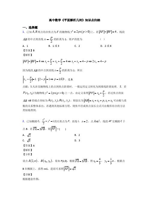 高考数学压轴专题(易错题)备战高考《平面解析几何》知识点总复习含答案解析