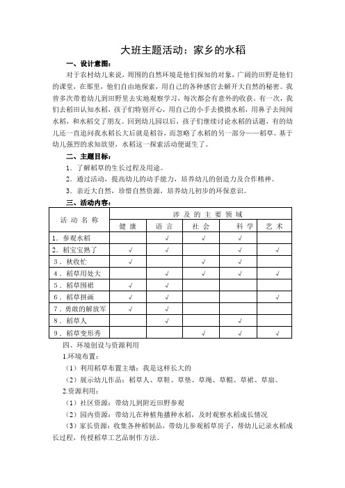 大班主题活动：家乡的水稻