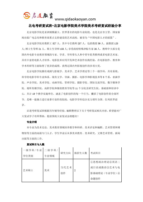 北电考研复试班-北京电影学院美术学院美术考研复试经验分享