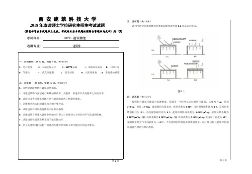 2018年西安建筑科技大学考研专业课真题809建筑物理