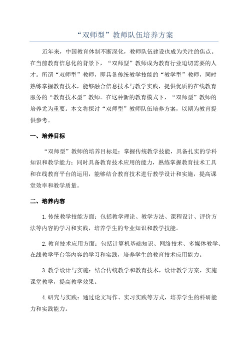 “双师型”教师队伍培养方案