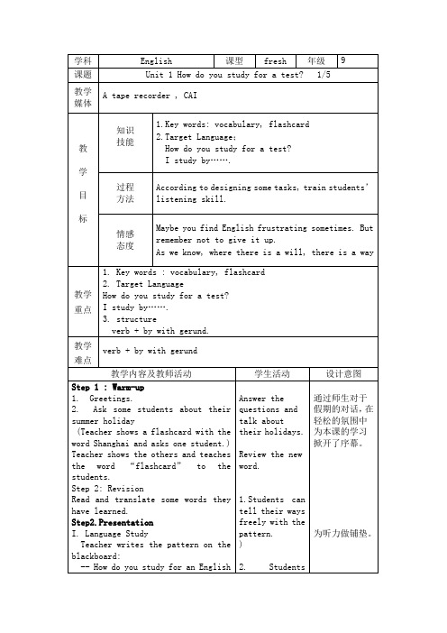 新目标(Go for it)版初中英语九年级(全一册)全册教案