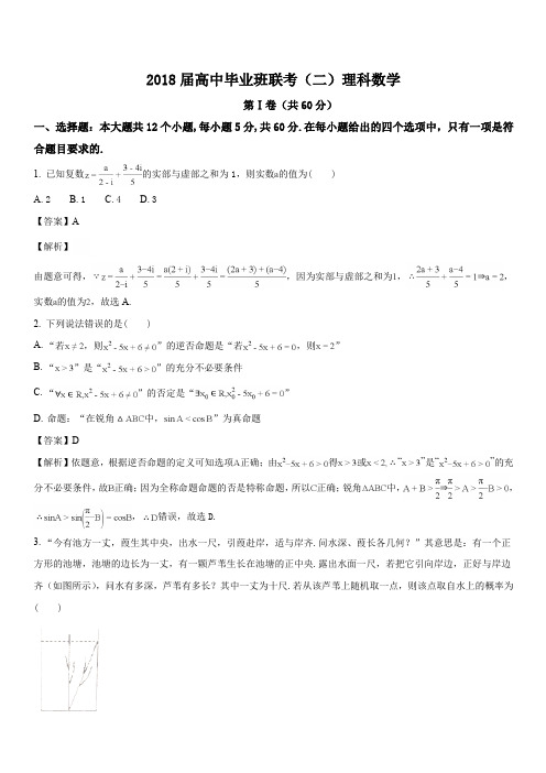 湖南省衡阳市2018届高三第二次联考(二模)理科数学试题(解析版)