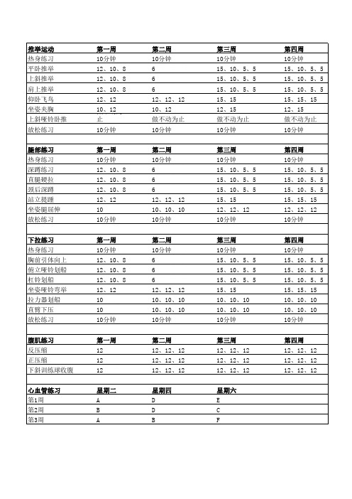 初级训练计划表