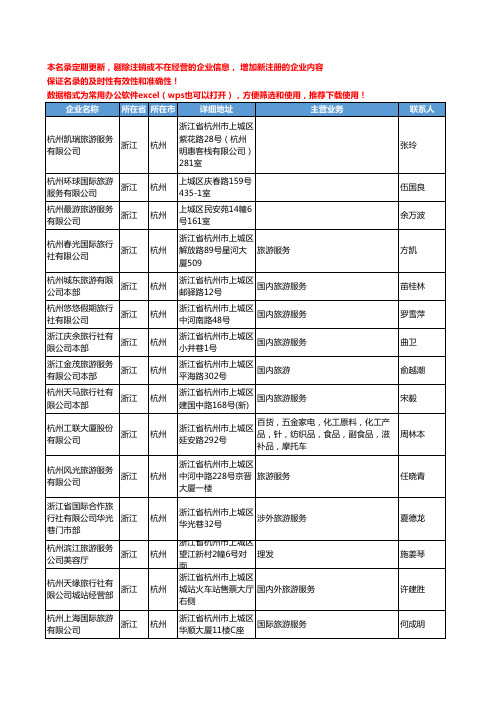 2020新版浙江省旅游服务工商企业公司名录名单黄页联系方式大全772家