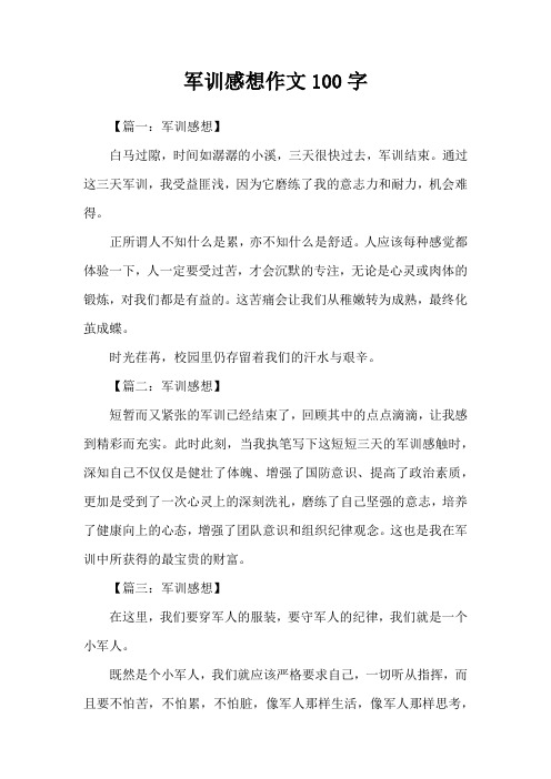 军训感想作文100字