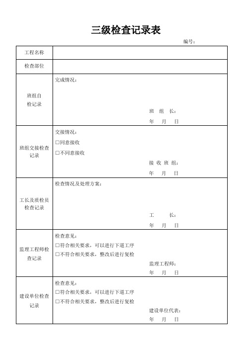 三级检查表格