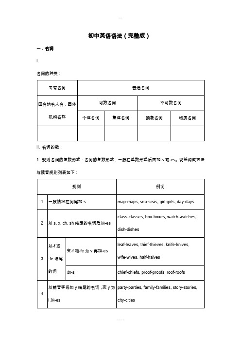 初中英语语法(完整版)