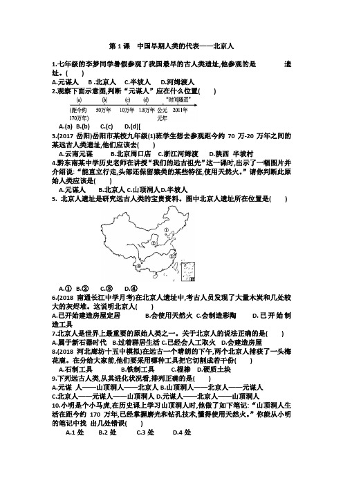 第1课中国早期人类的代表(习题)