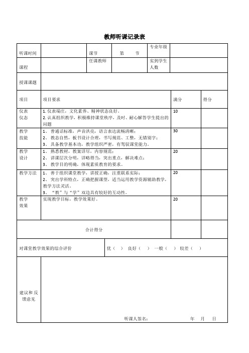 听课记录表