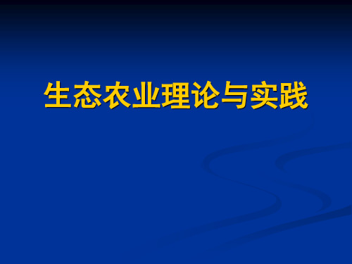 生态(循环)农业理论与实践