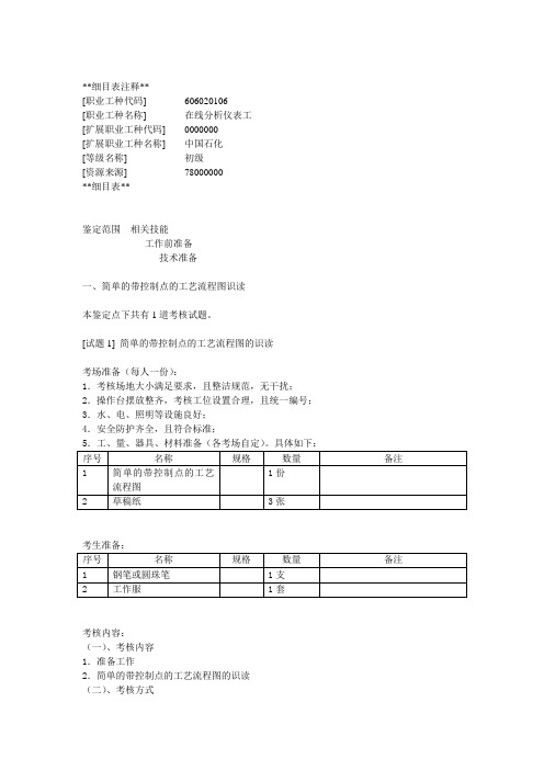 在线分析仪表工操作(全部等级)