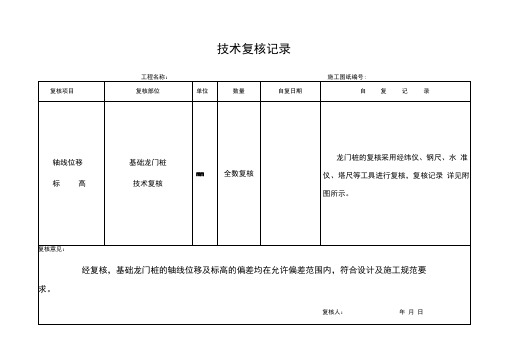 技术复核记录表格示范