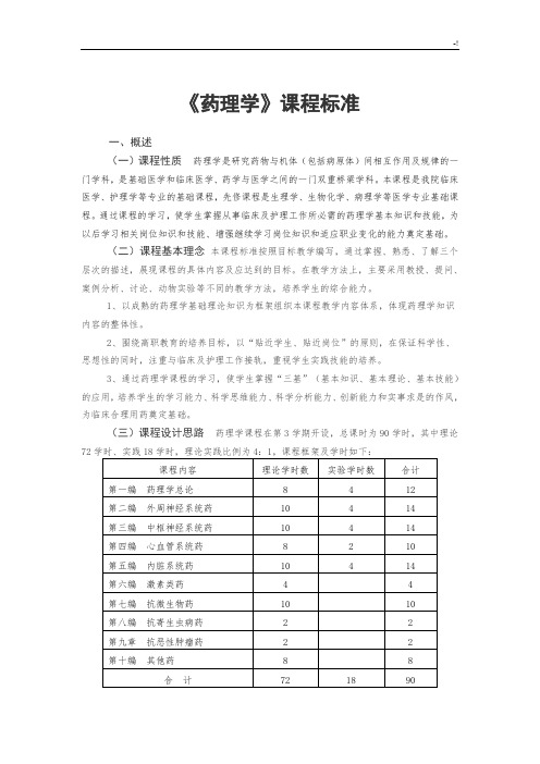 药理学课程规范标准