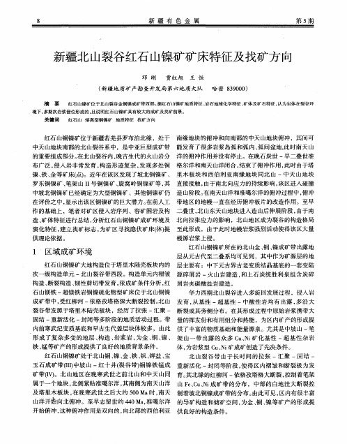 新疆北山裂谷红石山镍矿矿床特征及找矿方向