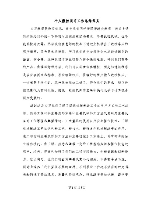 个人数控实习工作总结范文（2篇）