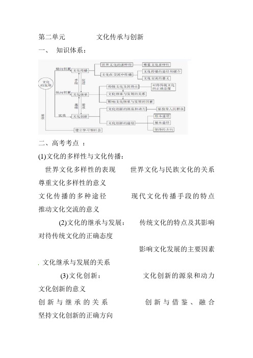 [高三政治]高考一轮复习人教版必修3第2单元文化传承与创新教案.doc