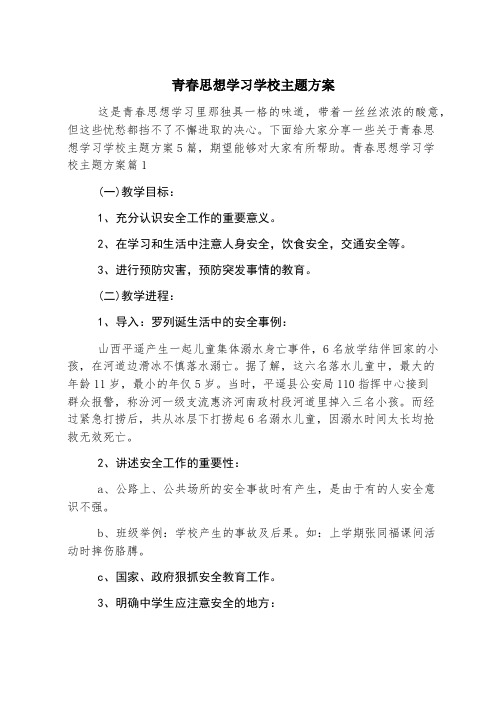 青春思想学习学校主题方案