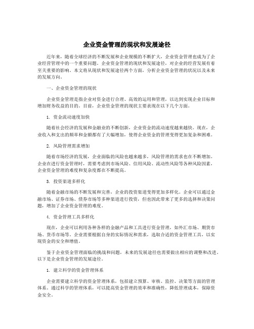 企业资金管理的现状和发展途径