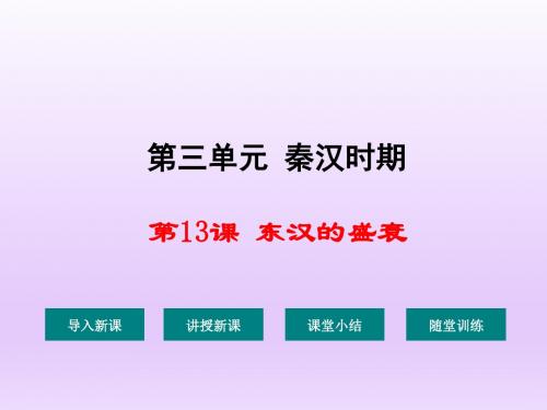 2016(新)华东师大版七年级历史上册：第三单元 第13课《东汉的盛衰》(精品课件)