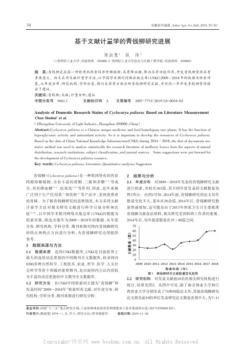 基于文献计量学的青钱柳研究进展