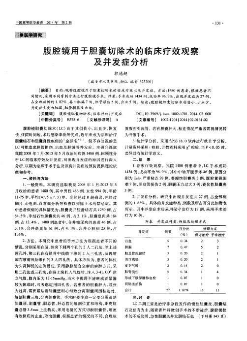 腹腔镜用于胆囊切除术的临床疗效观察及并发症分析