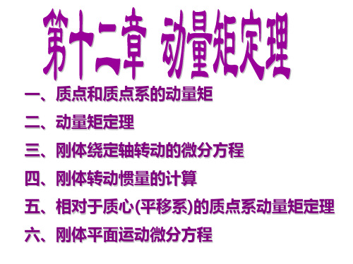 一、质点和质点系的动量矩二、动量矩定理三、刚体绕定轴转