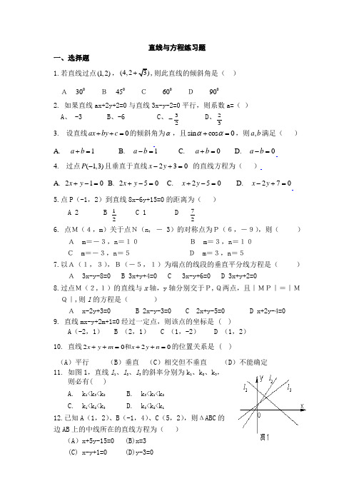 直线与方程练习题总