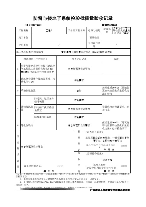 防雷与接地子系统检验批质量验收记录(最新版)