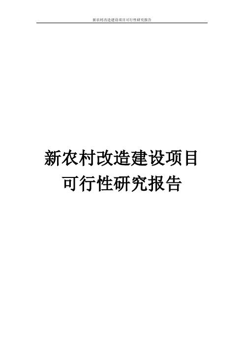 新农村改造建设项目可行性研究报告