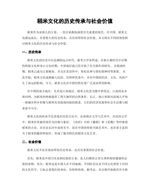 稻米文化的历史传承与社会价值