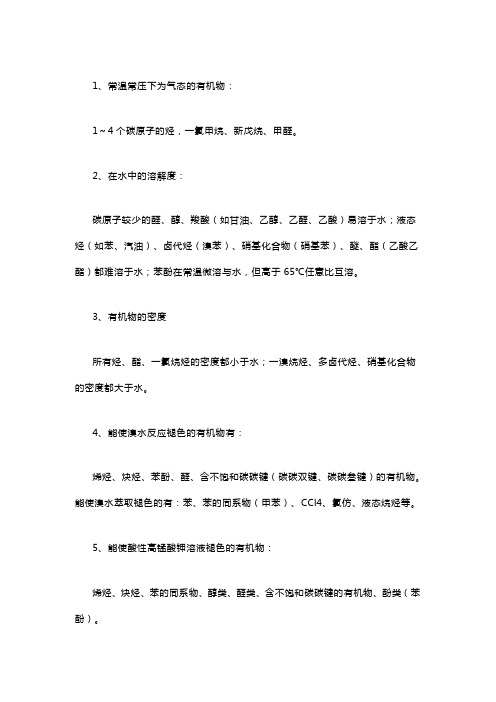 江苏高考化学复习有机化学基础知识点总结,都是精华!