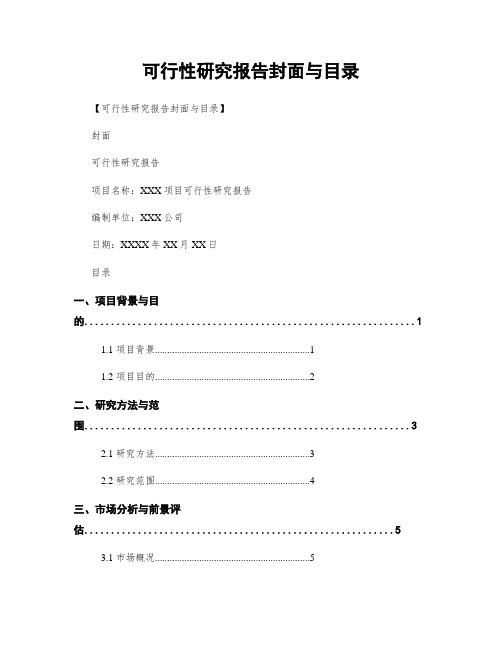 可行性研究报告封面与目录