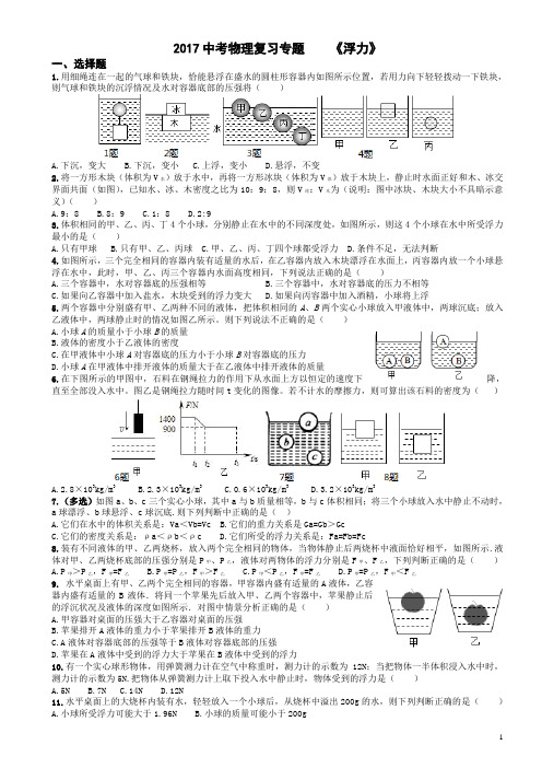 2017中考物理复习专题  《浮力》