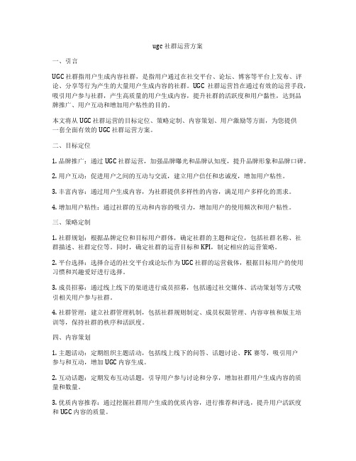 ugc社群运营方案