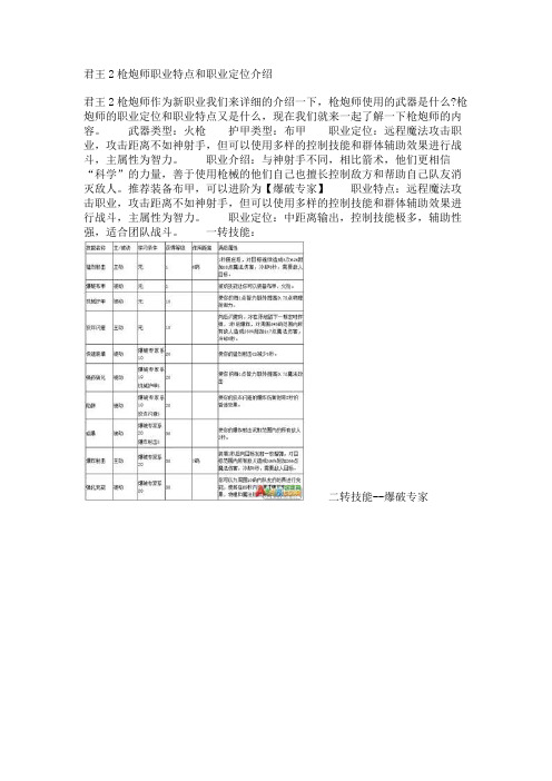 君王2枪炮师职业特点和职业定位介绍