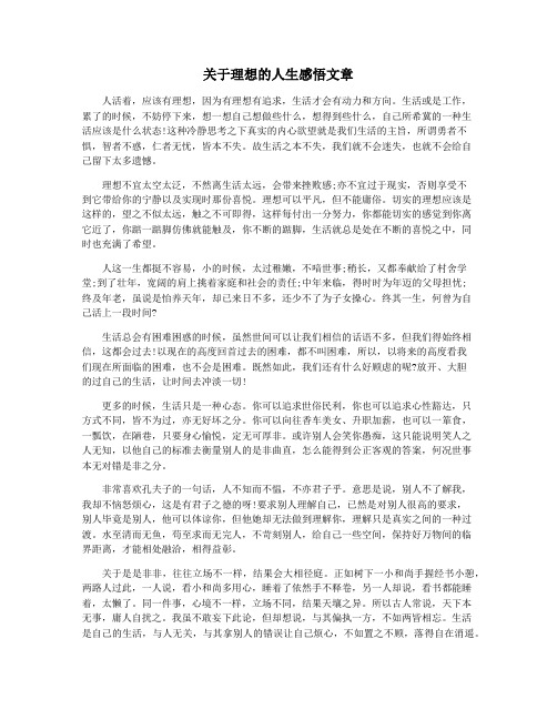 关于理想的人生感悟文章