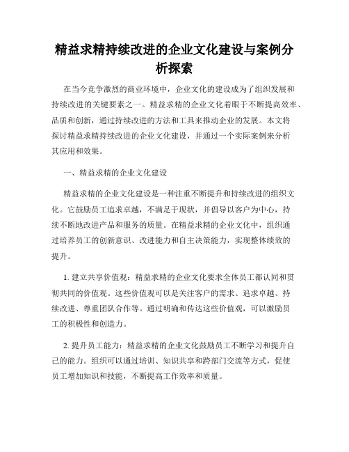 精益求精持续改进的企业文化建设与案例分析探索