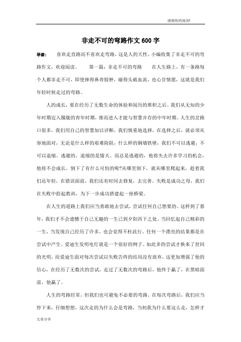 非走不可的弯路作文600字