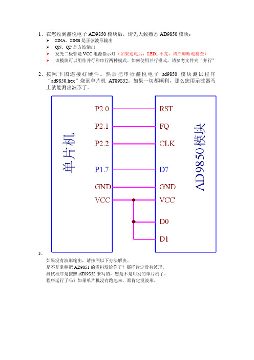 AD9850模块使用说明