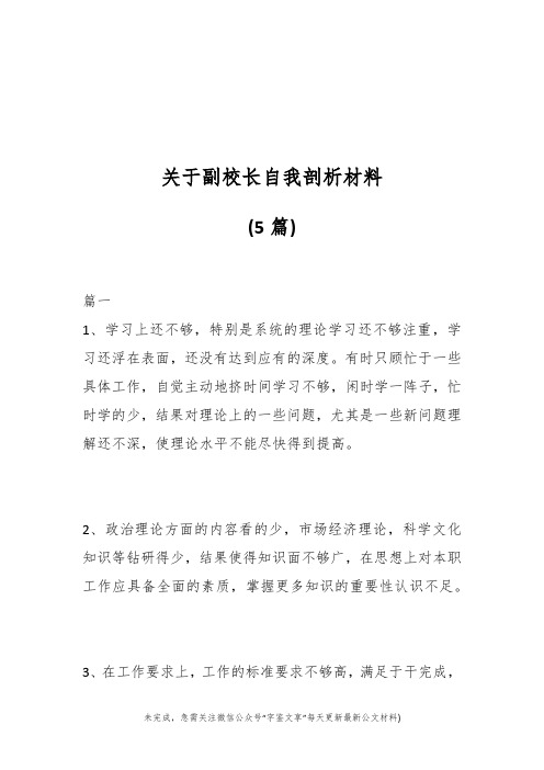 关于副校长自我剖析材料