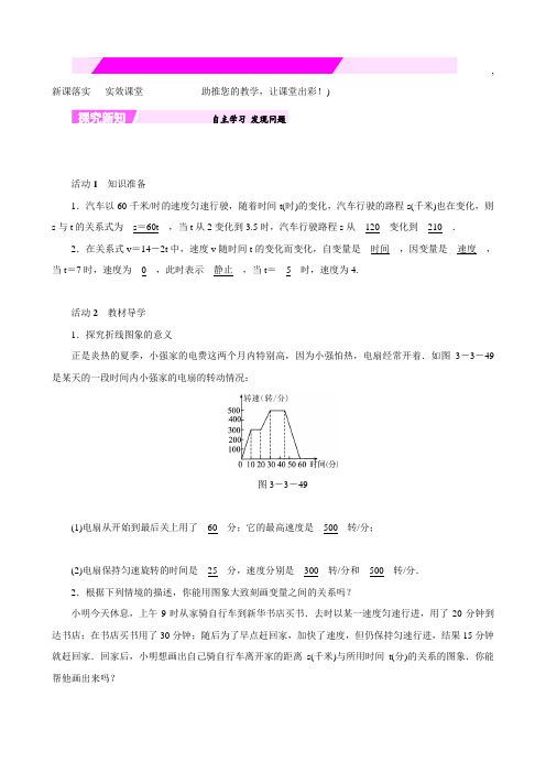 (北师大版)七年级数学下册：第三章变量之间的关系3.3用图像表示的变量的关系第2课时 折线型图象新课落实