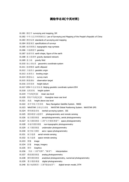 测绘学名词(中英对照)