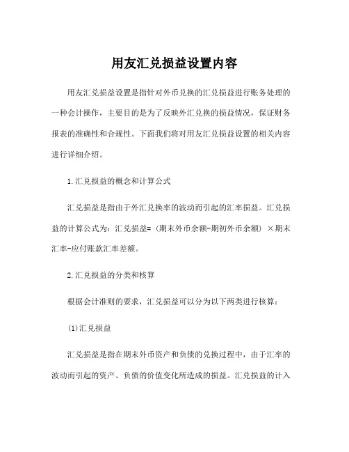 用友汇兑损益设置内容